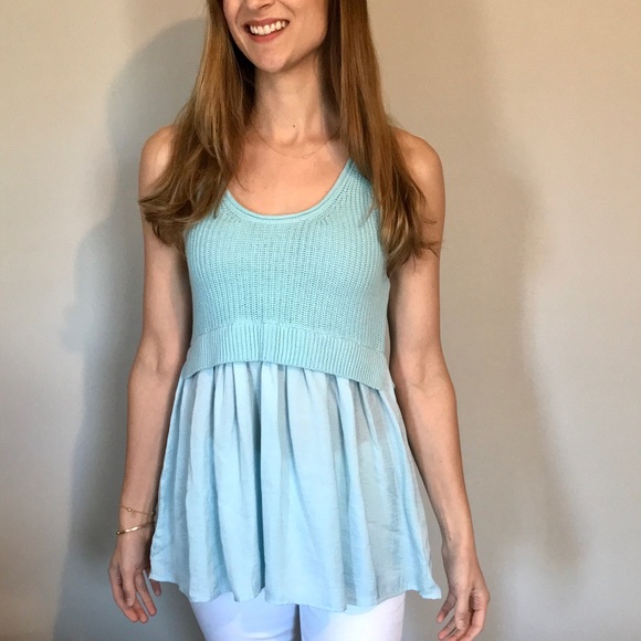 NWT Urban Outfitters Sky Blue Babydoll Tank Top - Picture 1 of 5